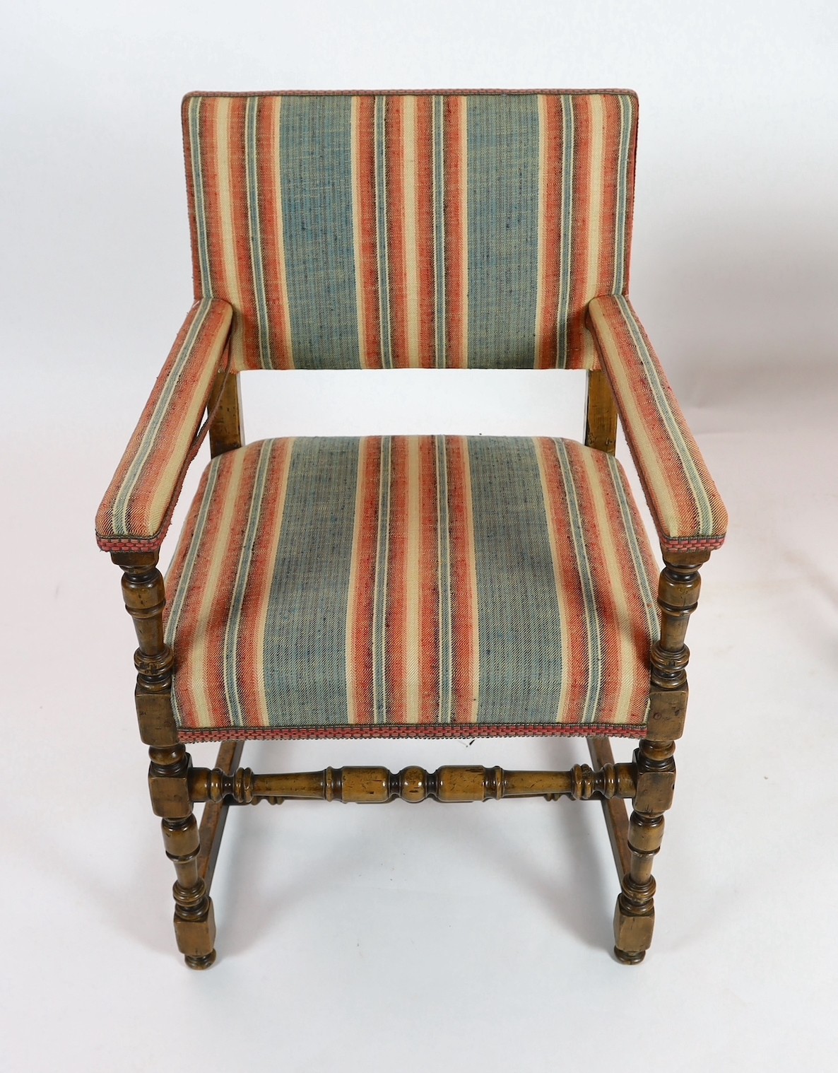 SOLD A matched set of twelve 17th century and later dining chairs, width 46cm, depth 38cm, height 92cm, carvers width 62cm, height 95cm, depth 60cm